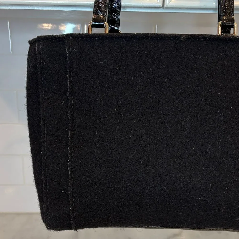 Kate Spade Purse Handbag Quinn Beantown Wool Button Satchel Pocketbook
